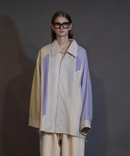 my beautiful landlet（マイビューティフルランドレット）の「【my beautiful landlet】WASHABLE COTTON SHIRTS（シャツ/ブラウス・メンズ・パープル/イエロー/マルチ/オフホワイト・1/0）」の4枚目の写真