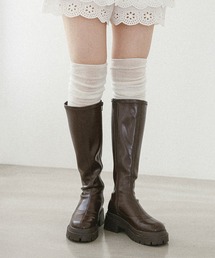 Heather ロングブーツ　ブーツ Heather インヒールストレッチロングブーツ