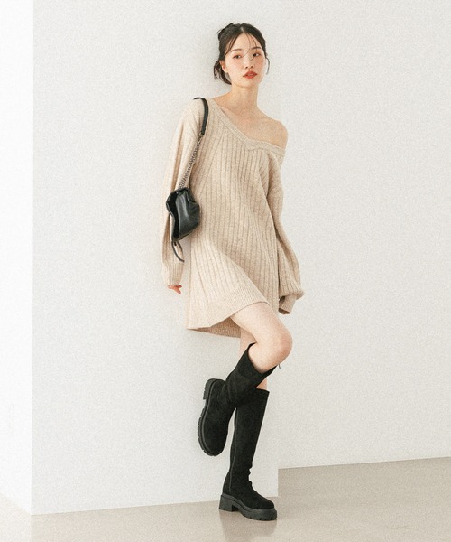 インヒールストレッチロングブーツ セスト SESTO 3cmインヒール入り！ストレートロングブーツ （BLK