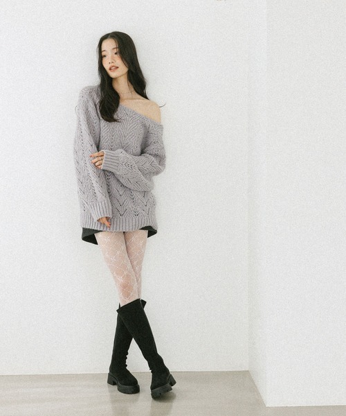 Heather/ヘザー/インヒールストレッチロングブーツ Heather ブラック インヒールストレッチロングブーツ 厚底