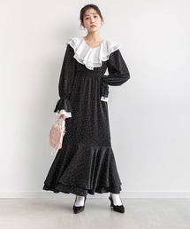 華やかなフリルのワンピースです❣ セール】【mily bilet】視線を奪う！上品なディテール×華やかさ