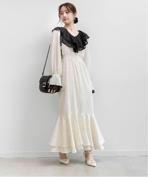 セール】ラッフルカラーフリルシフォンワンピース（ワンピース