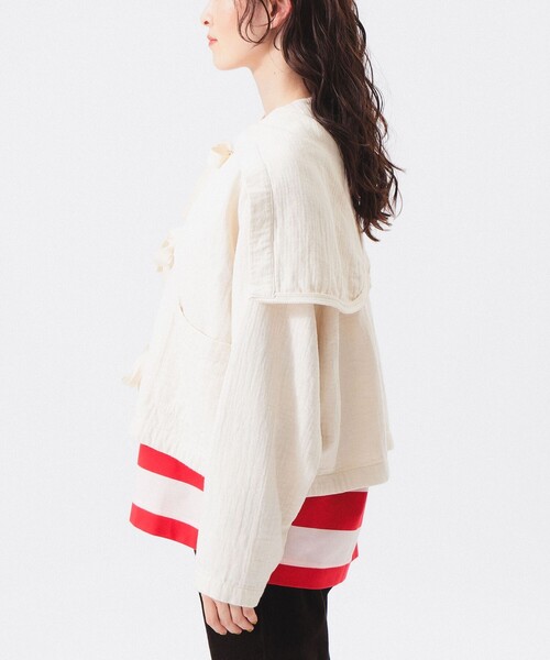 BEAMS BOY（ビームスボーイ）の「【2/5再値下げ】コットン ミリタリー フード ジャケット（ミリタリージャケット・レディース・ホワイト系その他7/ネイビー・ONE SIZE）」の8枚目の写真