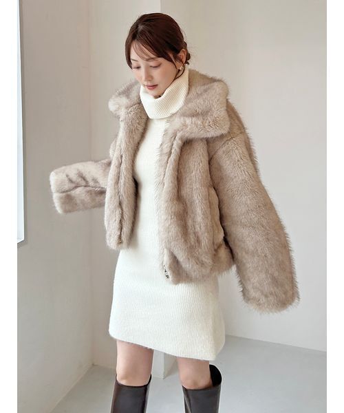 SNIDEL（スナイデル）の「タートルネックミニニットワンピース（ワンピース・レディース・オフホワイト/グレー/カーキ・F）」の9枚目の写真