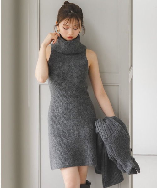 SNIDEL（スナイデル）の「タートルネックミニニットワンピース（ワンピース・レディース・オフホワイト/グレー/カーキ・F）」の13枚目の写真