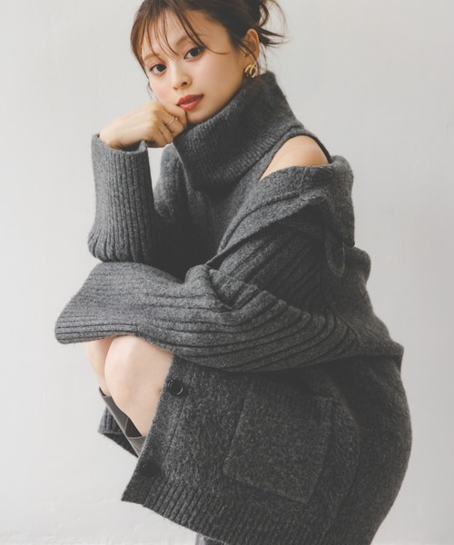 SNIDEL（スナイデル）の「タートルネックミニニットワンピース（ワンピース・レディース・オフホワイト/グレー/カーキ・F）」の14枚目の写真