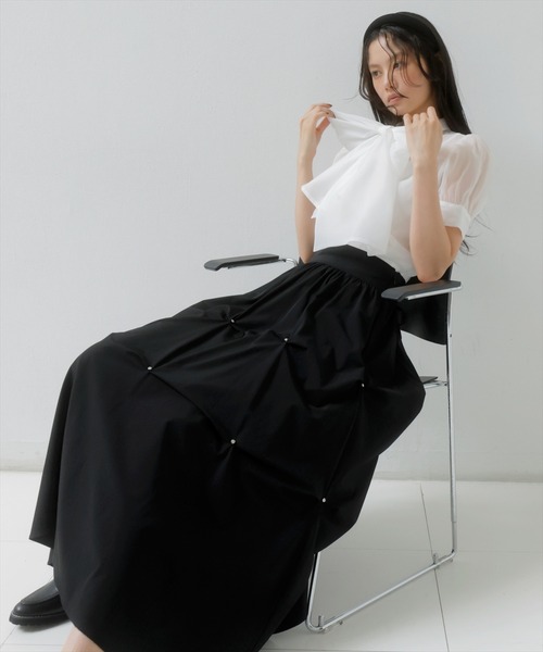 AND COUTURE(アンドクチュール)の「バタフライリボンシアーブラウス(シャツ/ブラウス・レディース・ブラック/オフホワイト/ピンク/ブルー・FREE)」の9枚目の写真