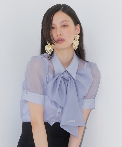 AND COUTURE(アンドクチュール)の「バタフライリボンシアーブラウス(シャツ/ブラウス・レディース・ブラック/オフホワイト/ピンク/ブルー・FREE)」の17枚目の写真
