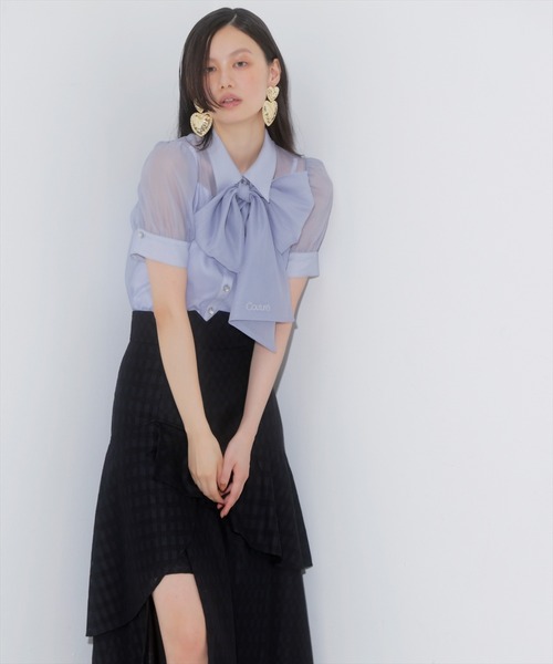 AND COUTURE(アンドクチュール)の「バタフライリボンシアーブラウス(シャツ/ブラウス・レディース・ブラック/オフホワイト/ピンク/ブルー・FREE)」の21枚目の写真