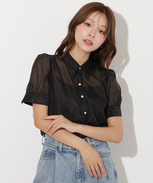 AND COUTURE(アンドクチュール)の「バタフライリボンシアーブラウス(シャツ/ブラウス・レディース・ブラック/オフホワイト/ピンク/ブルー・FREE)」の14枚目の写真