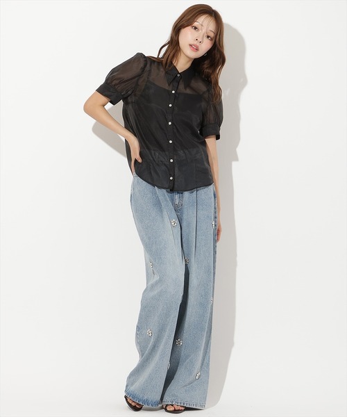 AND COUTURE(アンドクチュール)の「バタフライリボンシアーブラウス(シャツ/ブラウス・レディース・ブラック/オフホワイト/ピンク/ブルー・FREE)」の15枚目の写真