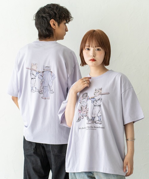Quash（クアッシュ）の「ムーブアイアニマル刺繍Tシャツ（Tシャツ/カットソー・メンズ・サックスブルー/ホワイト系その他/ホワイト/ラベンダー・LARGE/MEDIUM）」の4枚目の写真