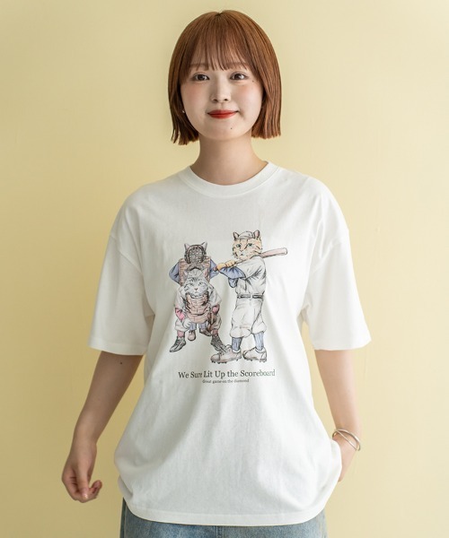 Quash（クアッシュ）の「ムーブアイアニマル刺繍Tシャツ（Tシャツ/カットソー・メンズ・サックスブルー/ホワイト系その他/ホワイト/ラベンダー・LARGE/MEDIUM）」の2枚目の写真