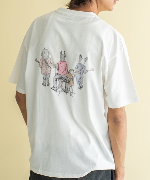 Quash（クアッシュ）の「ムーブアイアニマル刺繍Tシャツ（Tシャツ/カットソー・メンズ・サックスブルー/ホワイト系その他/ホワイト/ラベンダー・LARGE/MEDIUM）」の6枚目の写真