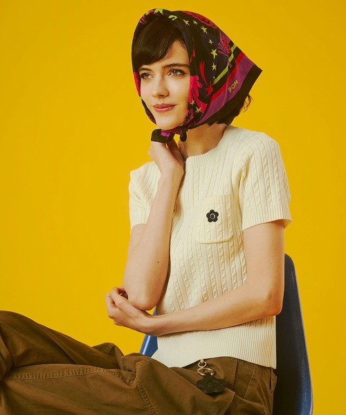 セール】【レッドROSE BUD別注カラー】(MARY QUANT)CABLE HALF SLEEVE