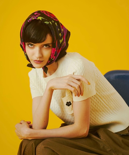 MARY QUANT（マリークワント）の「【レッドROSE BUD別注カラー】(MARY QUANT)CABLE HALF SLEEVE KNIT（ニット/セーター・レディース・オフホワイト/ブラック/レッド・ONE SIZE）」の9枚目の写真