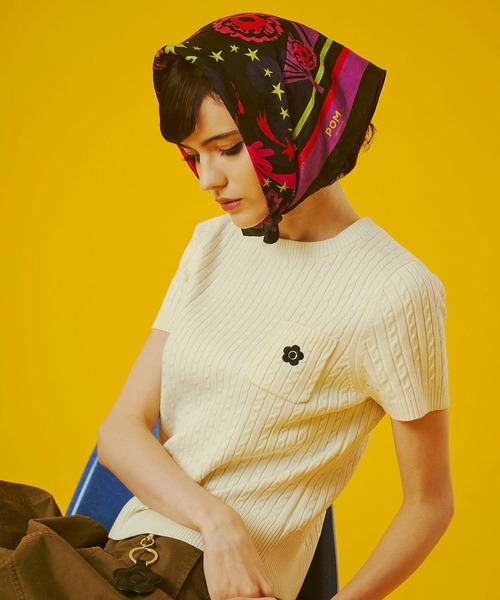 MARY QUANT（マリークワント）の「【レッドROSE BUD別注カラー】(MARY QUANT)CABLE HALF SLEEVE KNIT（ニット/セーター・レディース・オフホワイト/ブラック/レッド・ONE SIZE）」の10枚目の写真