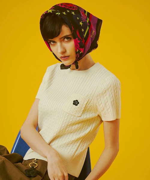 MARY QUANT（マリークワント）の「【レッドROSE BUD別注カラー】(MARY QUANT)CABLE HALF SLEEVE KNIT（ニット/セーター・レディース・オフホワイト/ブラック/レッド・ONE SIZE）」の11枚目の写真