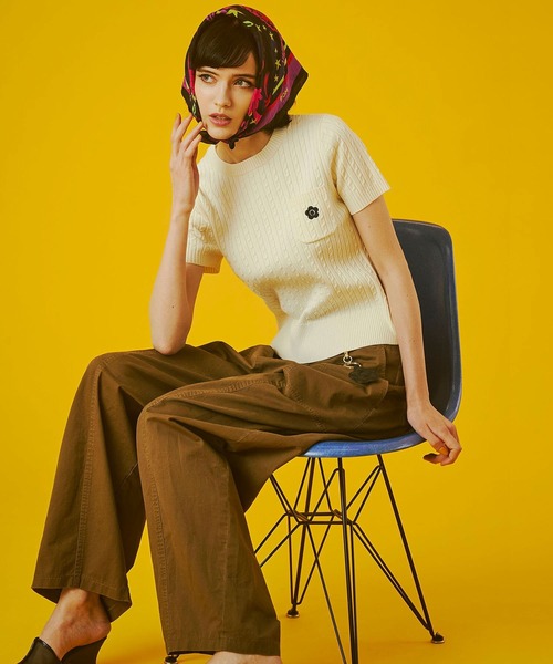 MARY QUANT（マリークワント）の「【レッドROSE BUD別注カラー】(MARY QUANT)CABLE HALF SLEEVE KNIT（ニット/セーター・レディース・オフホワイト/ブラック/レッド・ONE SIZE）」の12枚目の写真