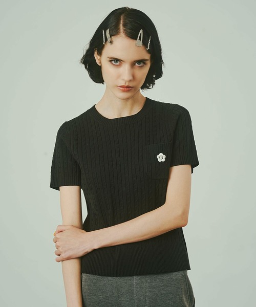 MARY QUANT（マリークワント）の「【レッドROSE BUD別注カラー】(MARY QUANT)CABLE HALF SLEEVE KNIT（ニット/セーター・レディース・オフホワイト/ブラック/レッド・ONE SIZE）」の18枚目の写真