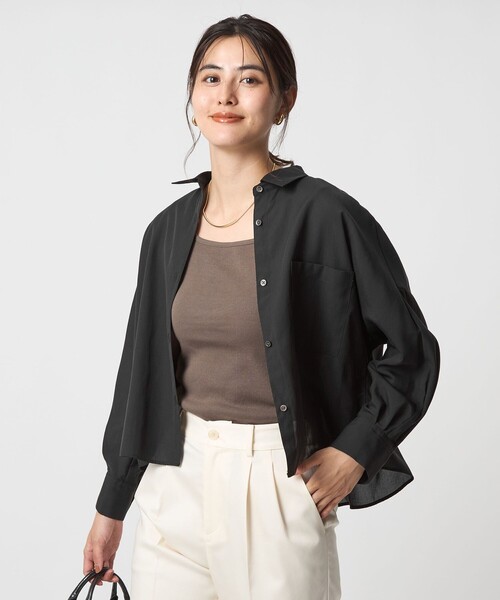 green label relaxing(グリーンレーベルリラクシング)の「シアー ドルマン シャツ(シャツ/ブラウス・レディース・ブラック/ライトブルー/ダークオレンジ・FREE)」の2枚目の写真