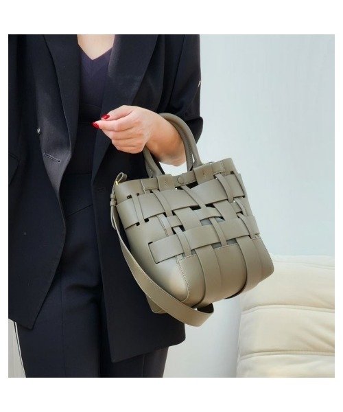 LEATHER 編み込みショルダー トート 2wayバッグ（ショルダー