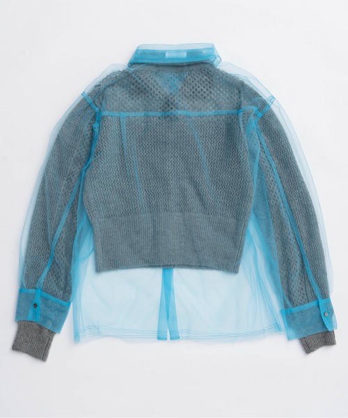 MAISON SPECIAL(メゾンスペシャル)の「Tulle Shirt Layered Polo Knit Cardigan/チュールシャツレイヤードポロニットカーディガン(カーディガン/ボレロ・レディース・ブラック/イエロー/グレー・FREE)」の14枚目の写真
