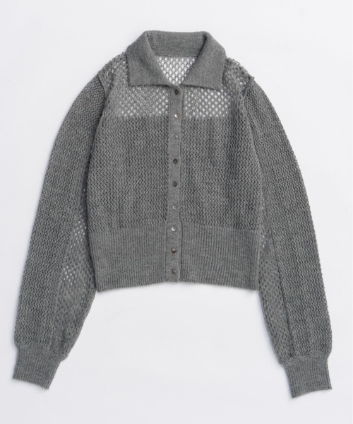 MAISON SPECIAL(メゾンスペシャル)の「Tulle Shirt Layered Polo Knit Cardigan/チュールシャツレイヤードポロニットカーディガン(カーディガン/ボレロ・レディース・ブラック/イエロー/グレー・FREE)」の8枚目の写真