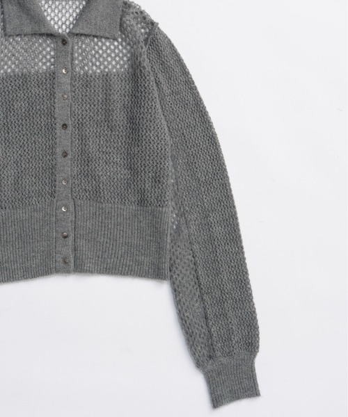 MAISON SPECIAL(メゾンスペシャル)の「Tulle Shirt Layered Polo Knit Cardigan/チュールシャツレイヤードポロニットカーディガン(カーディガン/ボレロ・レディース・ブラック/イエロー/グレー・FREE)」の10枚目の写真