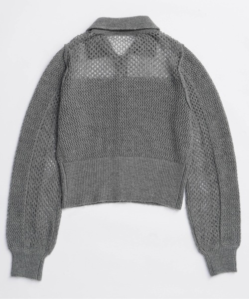 MAISON SPECIAL(メゾンスペシャル)の「Tulle Shirt Layered Polo Knit Cardigan/チュールシャツレイヤードポロニットカーディガン(カーディガン/ボレロ・レディース・ブラック/イエロー/グレー・FREE)」の15枚目の写真