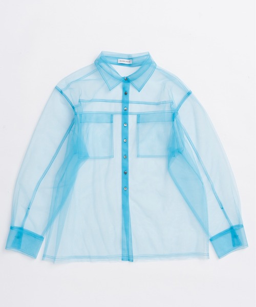 MAISON SPECIAL(メゾンスペシャル)の「Tulle Shirt Layered Polo Knit Cardigan/チュールシャツレイヤードポロニットカーディガン(カーディガン/ボレロ・レディース・ブラック/イエロー/グレー・FREE)」の11枚目の写真