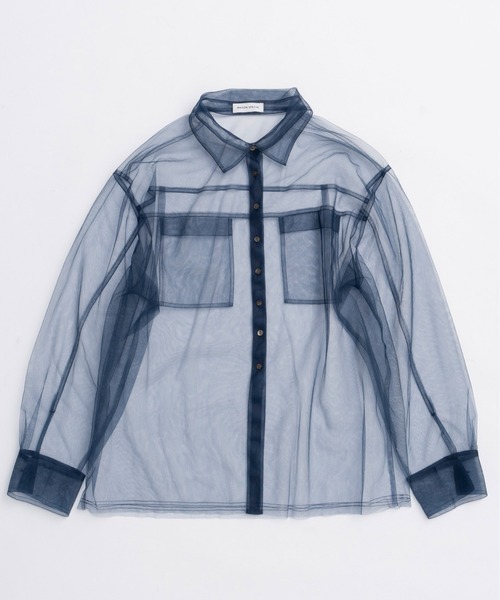 MAISON SPECIAL(メゾンスペシャル)の「Tulle Shirt Layered Polo Knit Cardigan/チュールシャツレイヤードポロニットカーディガン(カーディガン/ボレロ・レディース・ブラック/イエロー/グレー・FREE)」の7枚目の写真