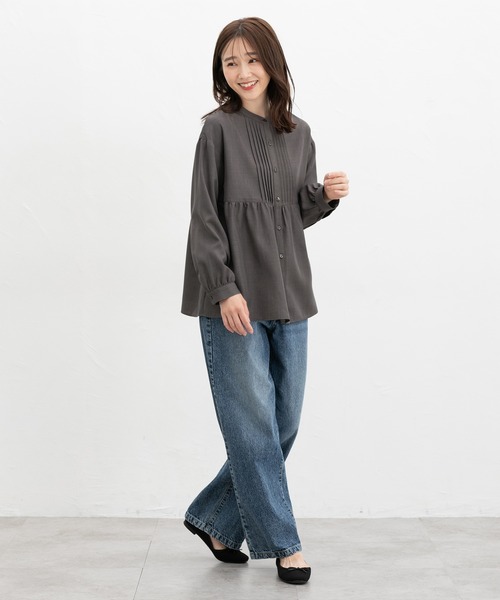 Honeys（ハニーズ）の「ピンタックブラウス（シャツ/ブラウス・レディース・ヘザーチャコール/ダークグリーン系/ネイビー・S/M/LL/L）」の9枚目の写真