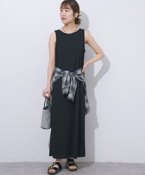 JOURNAL STANDARD relume（ジャーナルスタンダード　レリューム）の「《WEB限定追加》カットジャージーワンピース（ワンピース・レディース・ブラック/ブラウン・FREE）」の9枚目の写真