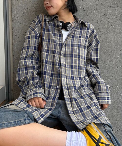 CIAOPANIC TYPY（チャオパニックティピー）の「【UNISEX】モール混長袖チェックシャツ（シャツ/ブラウス・レディース・チャコールグレー/ブラウン/ネイビー/イエロー・MEDIUM/LARGE）」の17枚目の写真