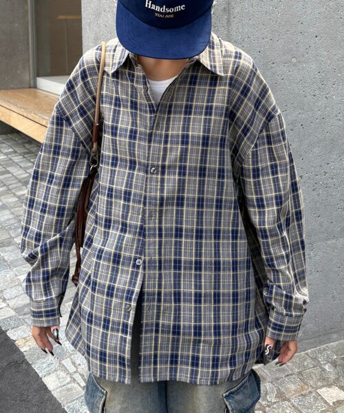 CIAOPANIC TYPY（チャオパニックティピー）の「【UNISEX】モール混長袖チェックシャツ（シャツ/ブラウス・レディース・チャコールグレー/ブラウン/ネイビー/イエロー・MEDIUM/LARGE）」の19枚目の写真