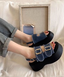 CANVAS+（キャンバスプラス）の「【CANVAS+】ダブルベルトフリンジ厚底サンダル（サンダル）」