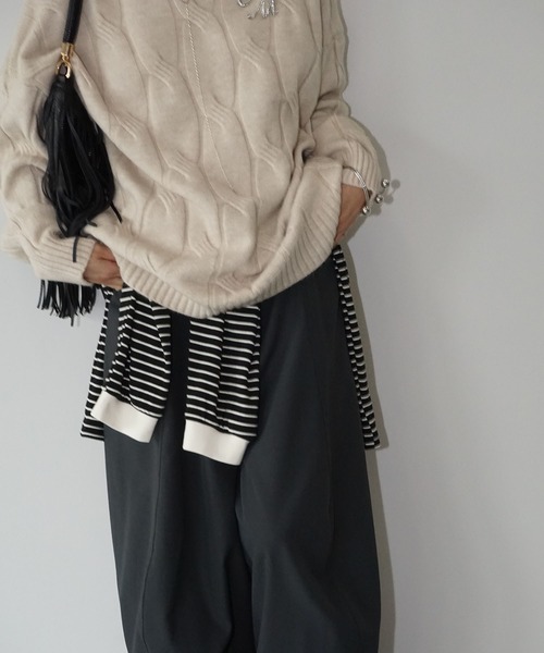 オーバーサイズ ケーブルニットプルオーバー chw25a042 オーバーサイズ ケーブルニットプルオーバー chw25a042