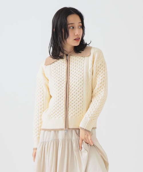 B:MING by BEAMS（ビーミングバイビームス）の「ニット ジップ ブルゾン（カーディガン/ボレロ・レディース・ホワイト系その他5/ネイビー/グレー・ONE SIZE）」の7枚目の写真