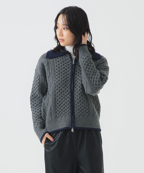 B:MING by BEAMS（ビーミングバイビームス）の「ニット ジップ ブルゾン（カーディガン/ボレロ・レディース・ホワイト系その他5/ネイビー/グレー・ONE SIZE）」の11枚目の写真