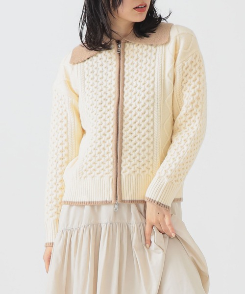 B:MING by BEAMS（ビーミングバイビームス）の「ニット ジップ ブルゾン（カーディガン/ボレロ・レディース・ホワイト系その他5/ネイビー/グレー・ONE SIZE）」の2枚目の写真