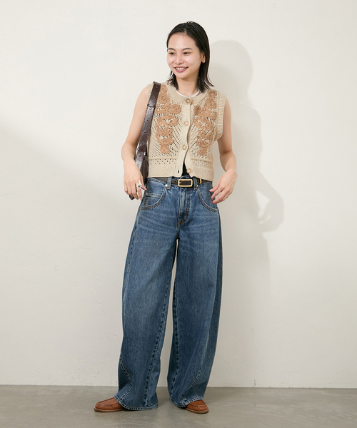 Flower Embroidered KNカーディガン（ベスト）｜JOURNAL