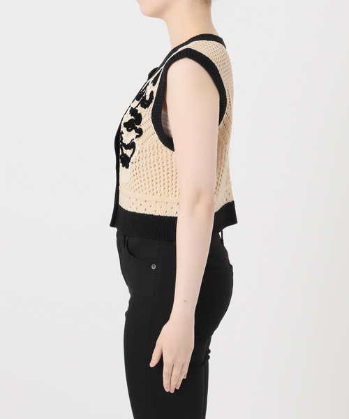 ベスト ジレ Flower Embroidered KNカーディガン レディース Flower Embroidered KNカーディガン（ベスト）｜JOURNAL