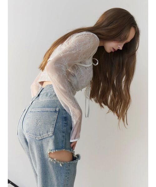 EATME（イートミー）の「カットアウトデニムワイドパンツ（デニムパンツ・レディース・ブルー/ライトブルー・SMALL/MEDIUM）」の12枚目の写真