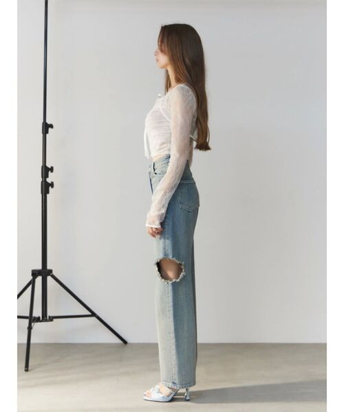 EATME（イートミー）の「カットアウトデニムワイドパンツ（デニムパンツ・レディース・ブルー/ライトブルー・SMALL/MEDIUM）」の13枚目の写真