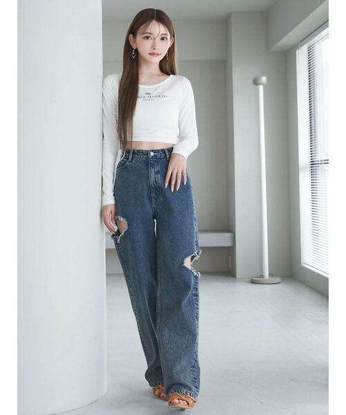 EATME（イートミー）の「カットアウトデニムワイドパンツ（デニムパンツ・レディース・ブルー/ライトブルー・SMALL/MEDIUM）」の18枚目の写真