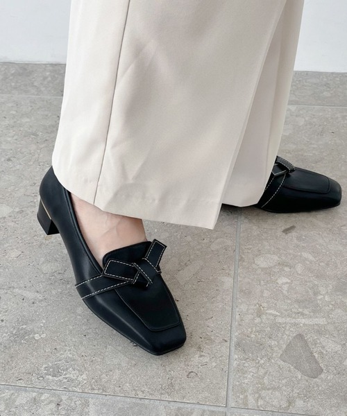 125番 パンプス 異素材で出来た人と被らないデザイン 冬用 未使用品 ORiental TRaffic パンプス 通勤靴 WEB限定 2025秋冬新作 リボン