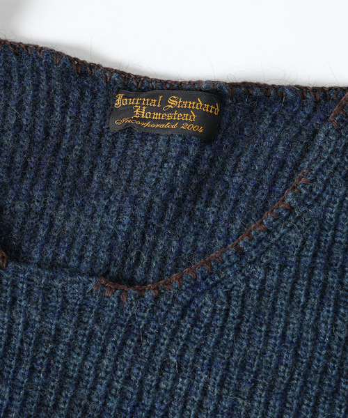 JOURNAL STANDARD J.S HOMESTEAD（ジャーナルスタンダードホームステッド）の「J.S.Homestead / ブランケット ステッチ リブ ニット（ニット/セーター・メンズ・ブルー系その他/ブラウン/ブラック/アイボリー・MEDIUM/LARGE）」の6枚目の写真