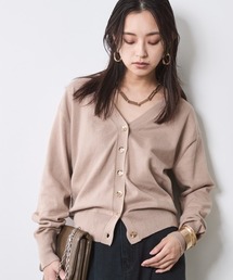 微起毛Vネックニットカーディガン<大きいサイズ有>シックスタイル