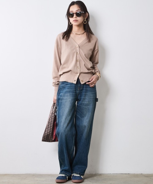 CHIC STYLE（シックスタイル）の「微起毛Vネックニットカーディガン＜大きいサイズ有＞シックスタイル（カーディガン/ボレロ・レディース・ブラック/グレー/ベージュ・M/L/LL/3L/4L/5L）」の13枚目の写真